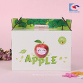 caja de cartón de empaquetado de la manzana de la fruta del logotipo propio de encargo con la manija